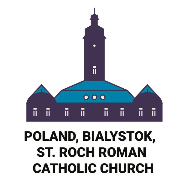 Polônia Bialystok Roch Igreja Católica Romana Viagem Marco Linha Vetor —  Vetores de Stock