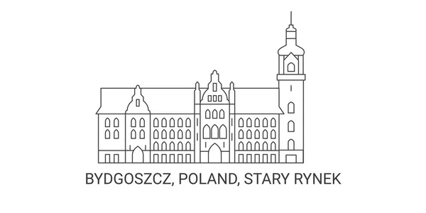 Pologne Bydgoszcz Stary Rynek Voyages Point Repère Illustration Vectorielle Ligne — Image vectorielle