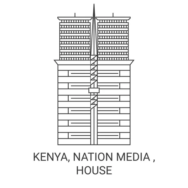 Kenya Nationell Media Hus Resa Landmärke Linje Vektor Illustration — Stock vektor