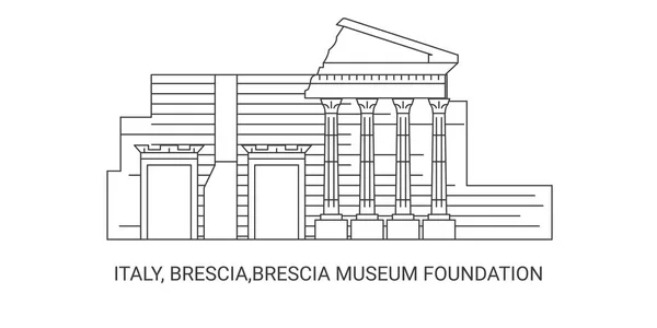 Italie Brescia Fondation Musée Brescia Illustration Vectorielle Ligne Repère Voyage — Image vectorielle