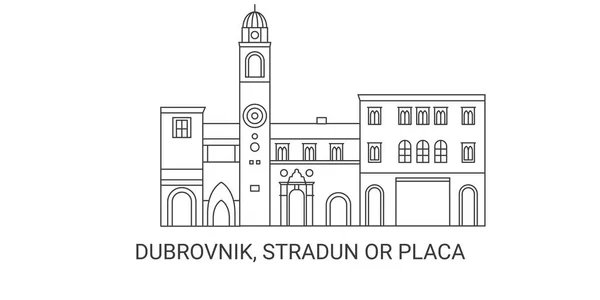 Croaita Dubrovnik Stradun Placa 旅行地标线矢量图解 — 图库矢量图片