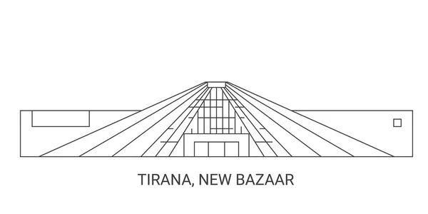 Albania Tirana Nuevo Bazar Recorrido Hito Línea Vector Ilustración — Vector de stock