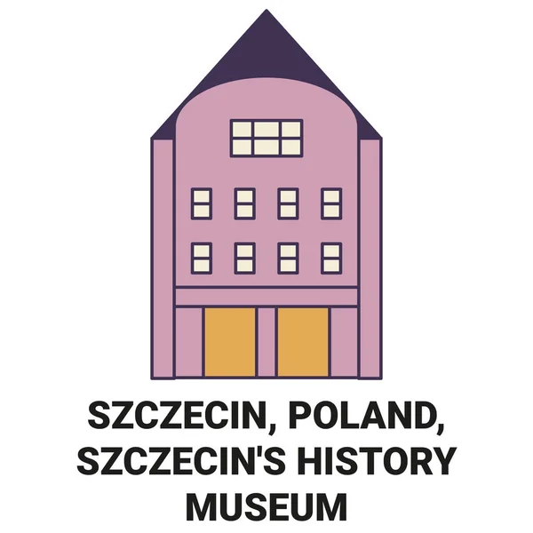 Pologne Szczecin Szczecins Histoire Musée Voyage Illustration Vectorielle Ligne Historique — Image vectorielle