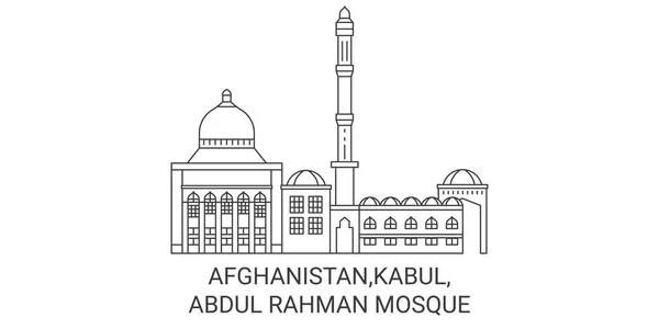 Afghanistan Kabul Abdul Rahman Moschea Viaggi Pietra Miliare Linea Vettoriale — Vettoriale Stock