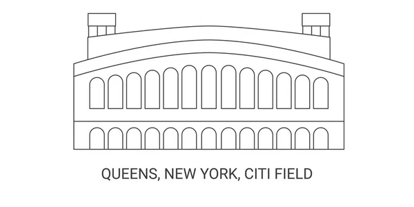 Estados Unidos Queens Nueva York Citi Field Línea Referencia Viaje — Vector de stock