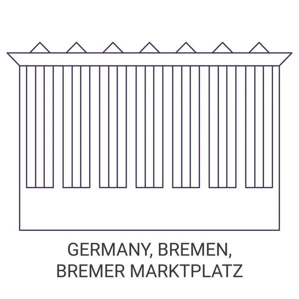 Tyskland Bremen Bremer Marktplatz Resa Landmärke Linje Vektor Illustration — Stock vektor