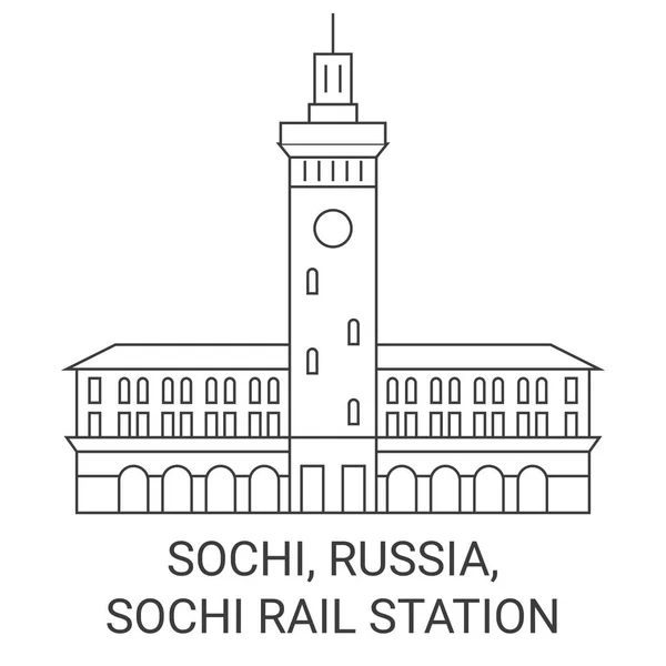 Rusko Soči Soči Železniční Stanice Dopravní Orientační Čára Vektor Ilustrace — Stockový vektor