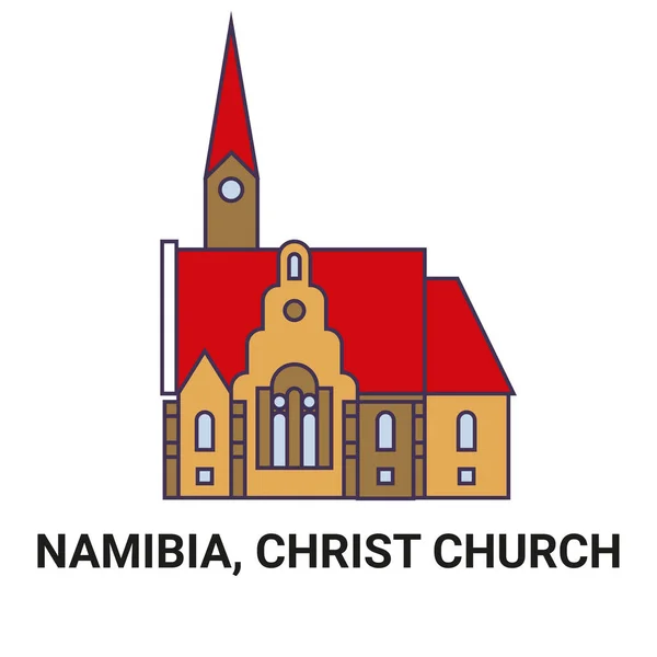 Namibia Christ Church Reise Meilenstein Linienvektorillustration — Stockvektor