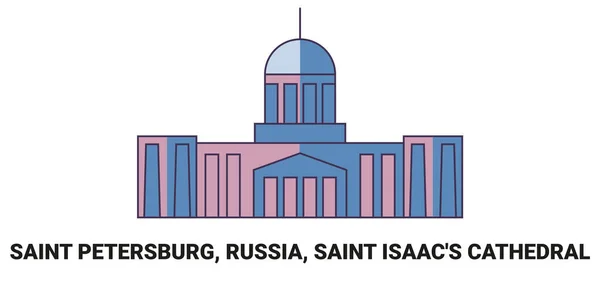 Rusia San Petersburgo Catedral San Isaacs Ilustración Vector Línea Referencia — Vector de stock