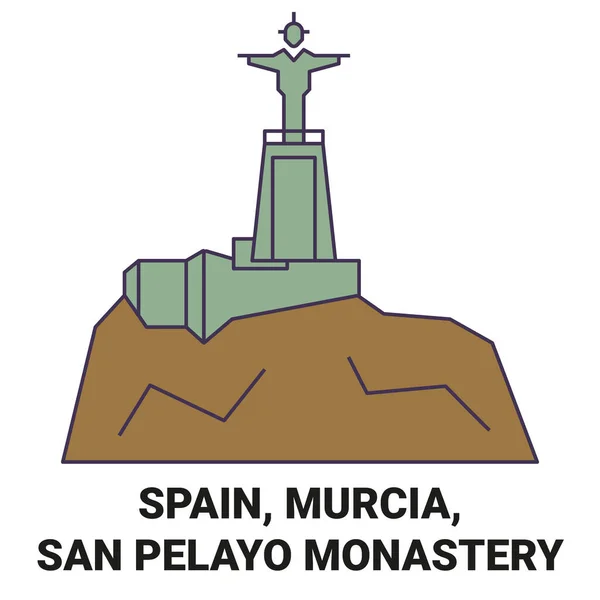 Spanje Murcia San Pelayo Klooster Reizen Oriëntatiepunt Vector Illustratie — Stockvector