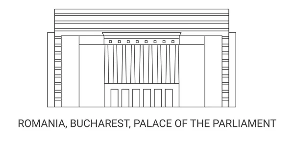 Roemenië Boekarest Paleis Van Het Parlement Reis Oriëntatiepunt Vector Illustratie — Stockvector