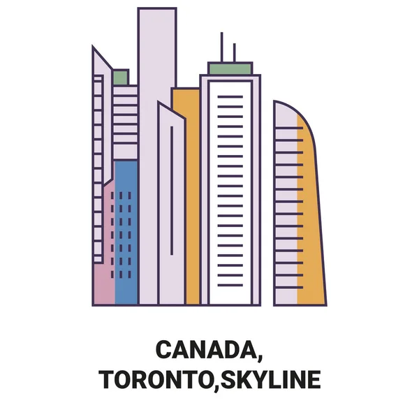 Canadá Toronto Skyline Viagem Marco Linha Vetor Ilustração — Vetor de Stock
