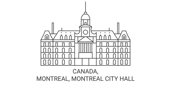 Kanada Montreal Montreal City Hall Reise Meilenstein Linienvektorillustration — Stockvektor