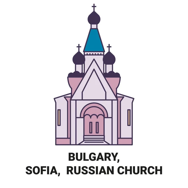 Bulgarien Sofia Russische Kirche Reise Meilenstein Linie Vektor Illustration — Stockvektor