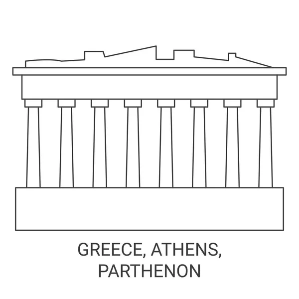 Griekenland Athene Parthenon Reizen Oriëntatiepunt Lijn Vector Illustratie — Stockvector