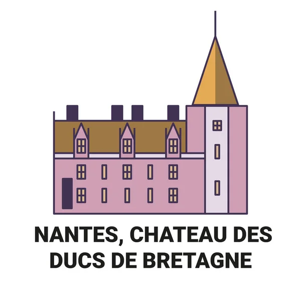 France Nantes Château Des Ducs Bretagne Illustration Vectorielle Ligne Voyage — Image vectorielle
