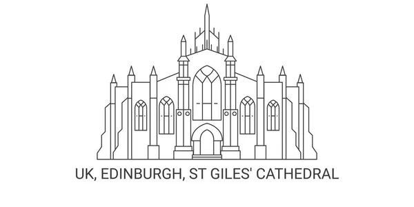 Inglaterra Edimburgo Catedral Giles Ilustração Vetor Linha Referência Viagem —  Vetores de Stock