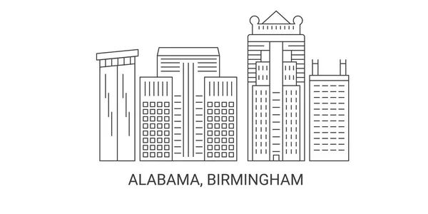 Сша Алабама Бирмингем Векторная Иллюстрация Путешествия — стоковый вектор