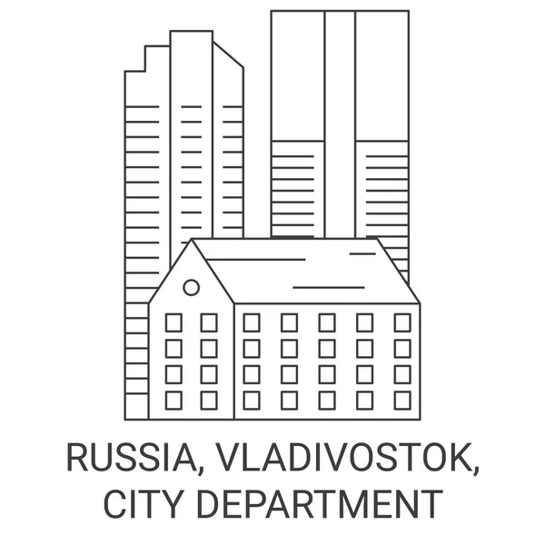 Rusya Vladivostok Şehir Departmanı Seyahat Çizgisi Vektör Ilüstrasyonu — Stok Vektör