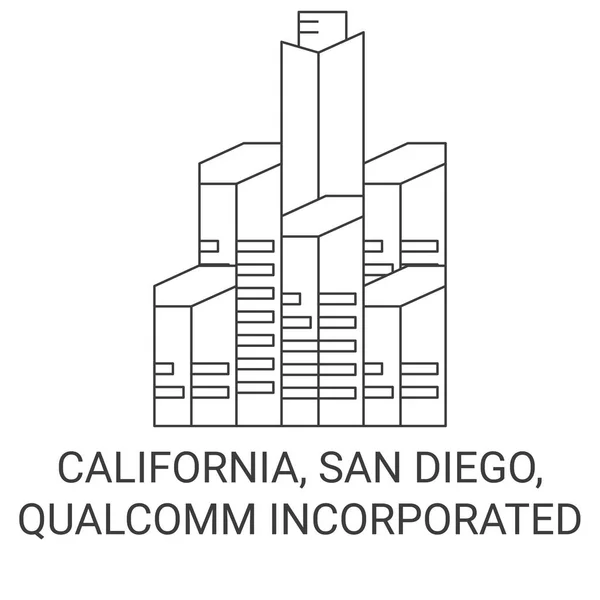 États Unis Californie San Diego Qualcomm Incorporated Travel Landmark Line — Image vectorielle