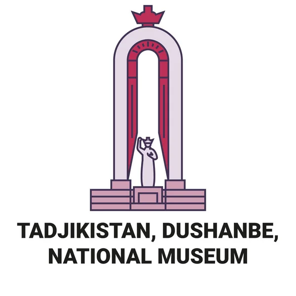 Tadjikistan Dushanbe Museo Nazionale Viaggi Punto Riferimento Linea Vettoriale Illustrazione — Vettoriale Stock