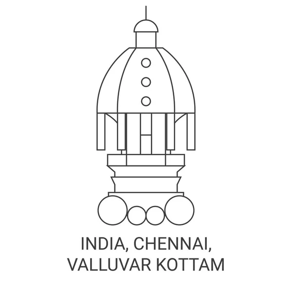 Chennai Valluvar Kottam旅行地标线矢量说明 — 图库矢量图片