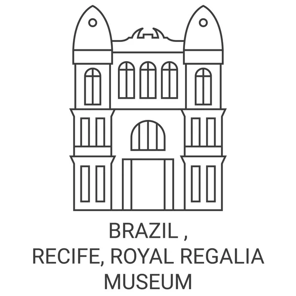 Brazylia Recife Royal Regalia Muzeum Podróży Punkt Orientacyjny Linii Wektor — Wektor stockowy