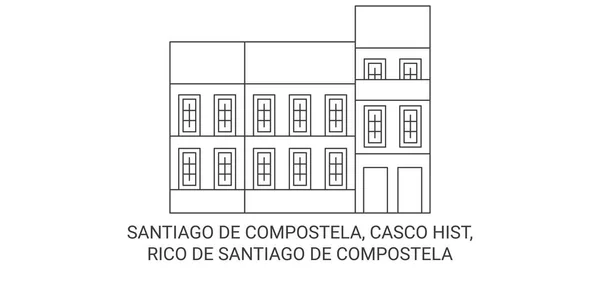 España Santiago Compostela Casco Hist Rico Santiago Compostela Recorrido Hito — Vector de stock