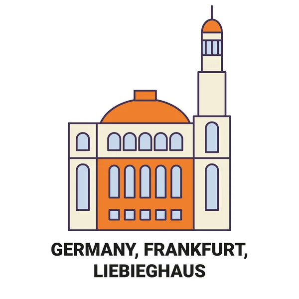 Tyskland Frankfurt Liebieghaus Resa Landmärke Linje Vektor Illustration — Stock vektor