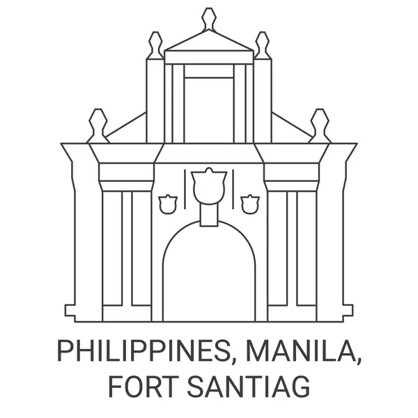 Filipíny Manila Fort Santiag Cestovní Orientační Linie Vektorové Ilustrace — Stockový vektor