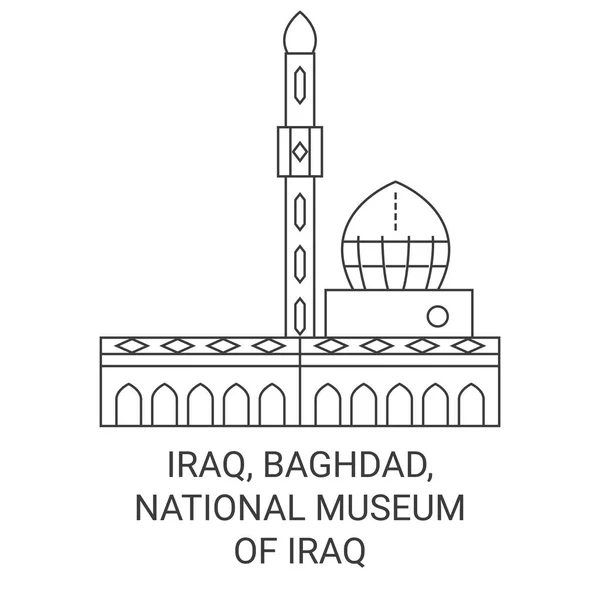 Irak Bagdad Musée National Irak Illustration Vectorielle Ligne Voyage Historique — Image vectorielle