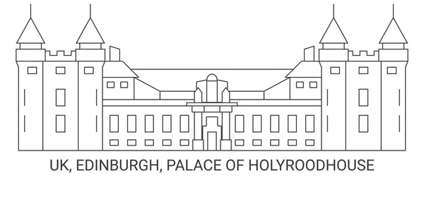 Inglaterra Edimburgo Palácio Holyroodhouse Viagem Marco Linha Vetor Ilustração — Vetor de Stock