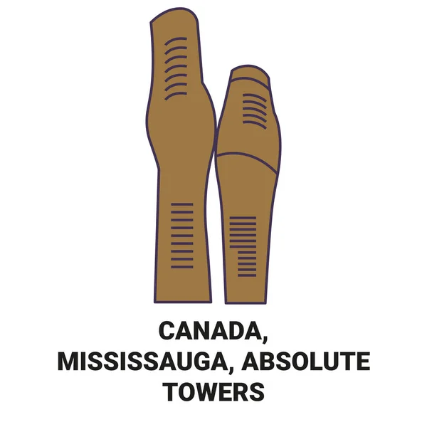Canadá Mississauga Absolute Towers Recorrido Hito Línea Vector Ilustración — Vector de stock