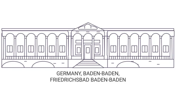 Tyskland Badenbaden Friedrichsbad Badenbaden Resor Landmärke Linje Vektor Illustration — Stock vektor