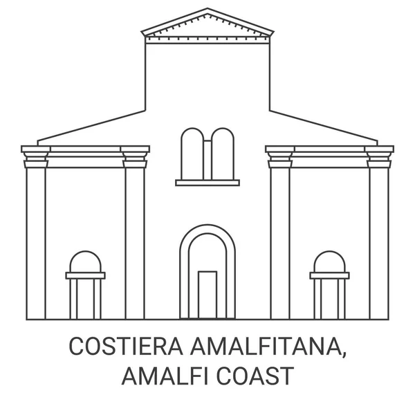 イタリア Costiera Amalfitana Amalfi海岸旅行ランドマークラインベクトルイラスト — ストックベクタ
