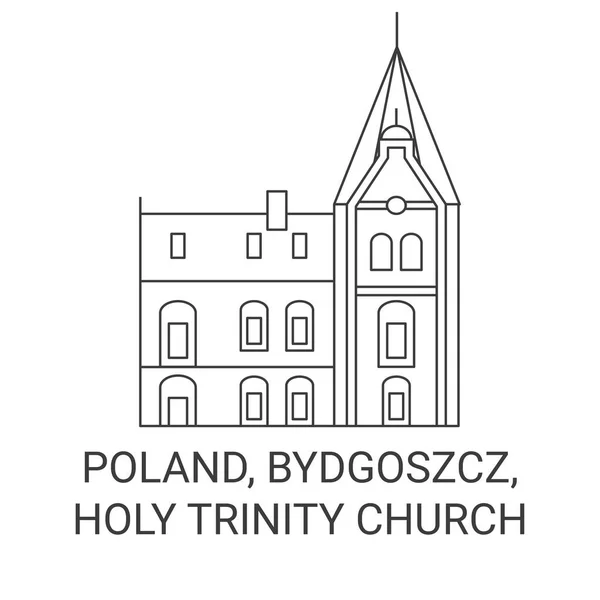 Polonia Bydgoszcz Iglesia Santísima Trinidad Viaje Hito Línea Vector Ilustración — Vector de stock