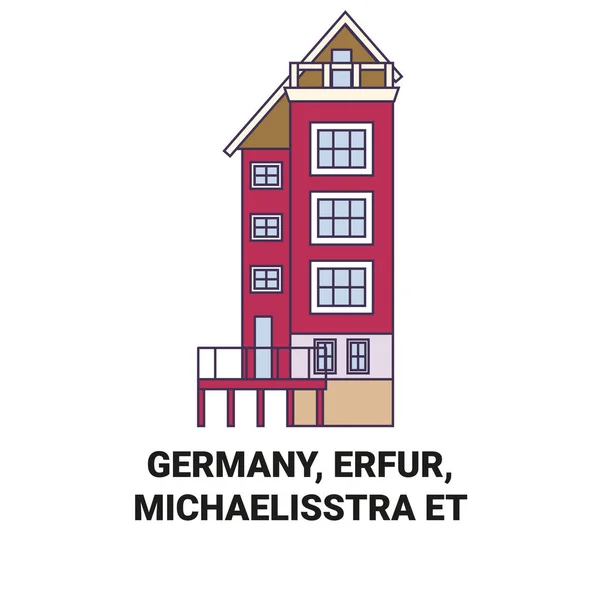 Deutschland Erfur Michaelisstraet Reise Meilenstein Linienvektorillustration — Stockvektor