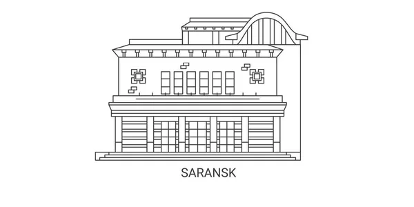 Russia Saransk Travel Landmark Line Vector Illustration — Stock Vector