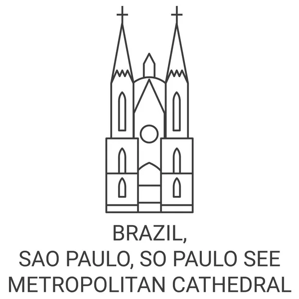 Brasile San Paolo Così Paulo Vedere Cattedrale Metropolitana Viaggi Linea — Vettoriale Stock