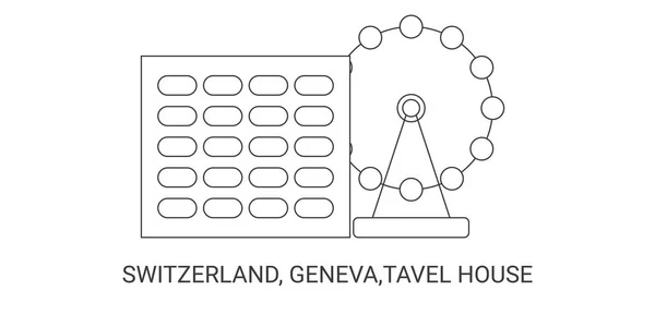 Suisse Genève Tavel House Illustration Vectorielle Ligne Historique Voyage — Image vectorielle