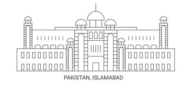 Pakistan Islamabad Voyages Illustration Vectorielle Ligne Historique — Image vectorielle
