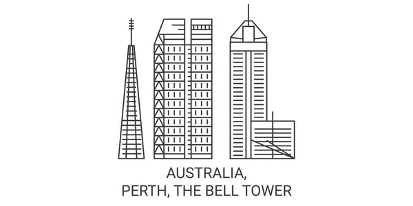 Australien Perth Der Glockenturm Reise Wahrzeichen Linie Vektor Illustration — Stockvektor