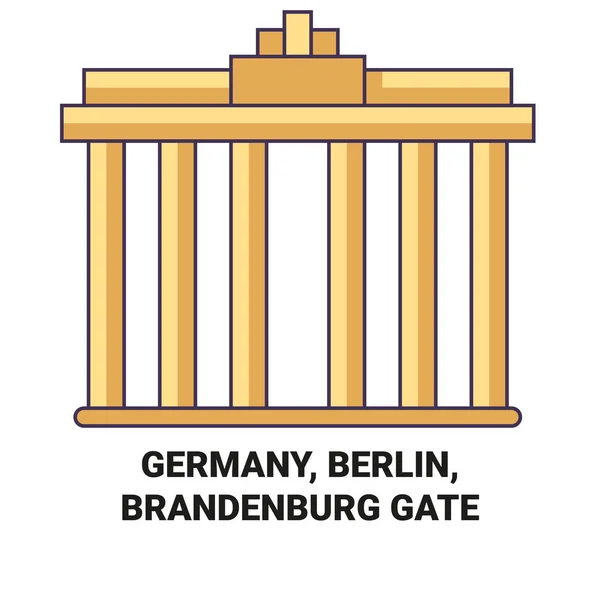 Germany Berlin Brandenburg Gate Travel Landmark Line Vector Illustration — Stock Vector