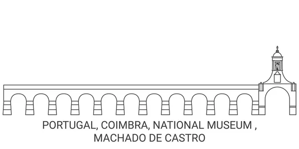 Portugal Coimbra National Museum Machado Castro Travel Landmark Line Vector — Stock Vector