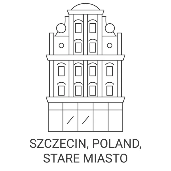 Poland Szczecin Stare Miasto Travel Landmark Line Vector Illustration — Stock Vector