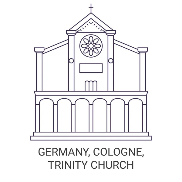 Tyskland Köln Treenighetskyrkan Resor Landmärke Linje Vektor Illustration — Stock vektor