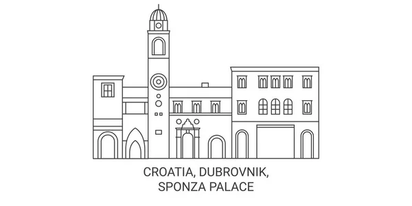 Croatie Dubrovnik Sponza Palace Illustration Vectorielle Ligne Voyage Historique — Image vectorielle