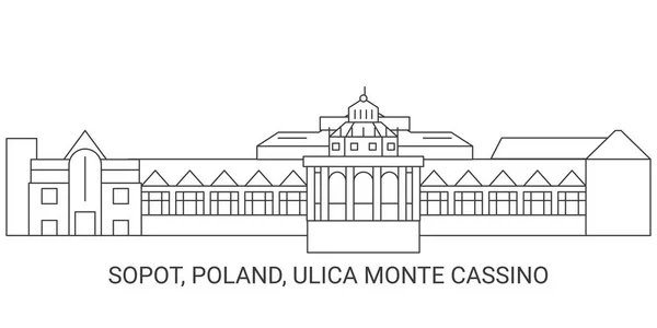 Pologne Sopot Ulica Monte Cassino Illustration Vectorielle Ligne Voyage Historique — Image vectorielle