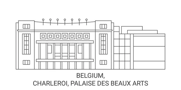 Bélgica Charleroi Palaise Des Beaux Artes Viagem Marco Linha Vetor — Vetor de Stock