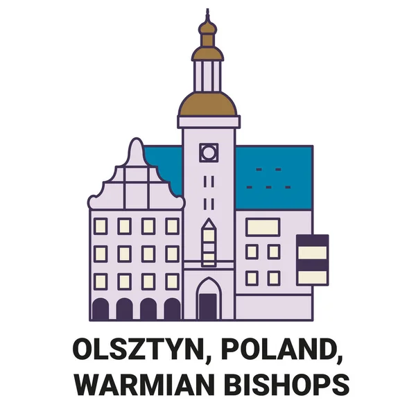 Polônia Olsztyn Warmian Bispos Viagem Marco Linha Vetor Ilustração — Vetor de Stock